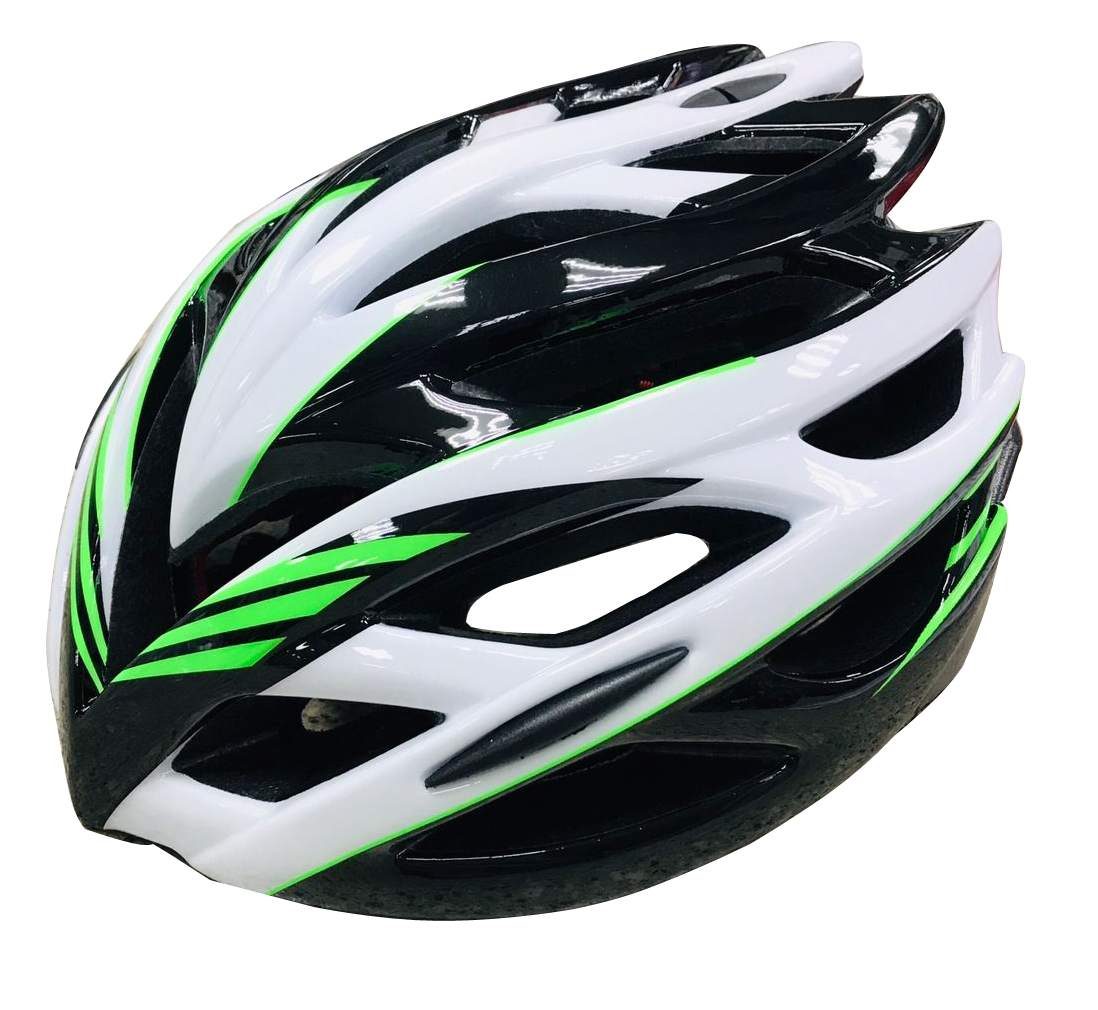 Шлем ВЕЛО защит. FSD-HL008 (in-mold) (L) 54-61 см, зелёно-чёрно-белый 600314