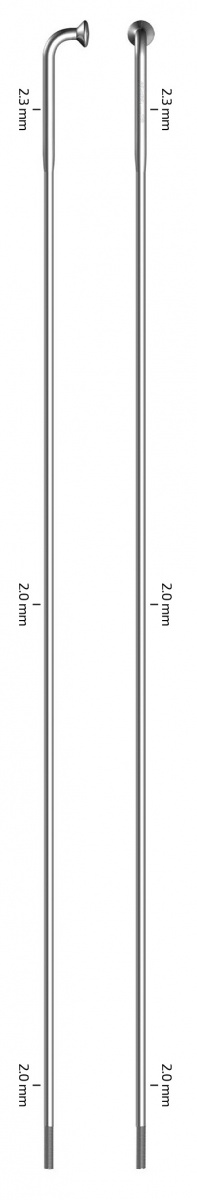 Sapim Спица 262 мм, Strong, 2,3/2.0 мм, Bt. 14G, нерж., серебро