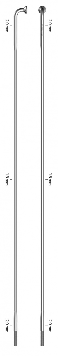 Sapim Спица 274 мм, Race, 2.0/1.8/2.0 мм, Bt, 14G, нерж., серебро