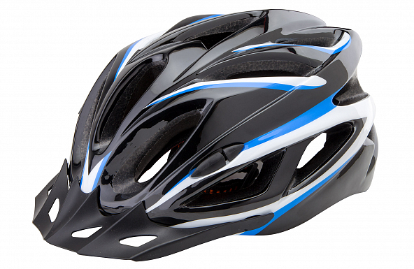 Шлем ВЕЛО защит. FSD-HL022 (out-mold) (L) 58-60 см, чёрный синие полосы 600129