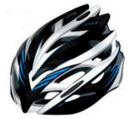 Шлем ВЕЛО защит. FSD-HL008 (in-mold) (L) 54-61 см, сине-чёрно-белый, 600313